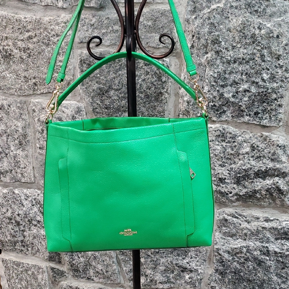 Coach Vibrant Green Leather Shoulder Bag